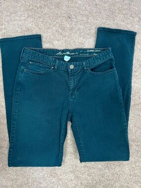 Jeans Eddie Bauer teal slightly curvy straight leg 32 length special dyed